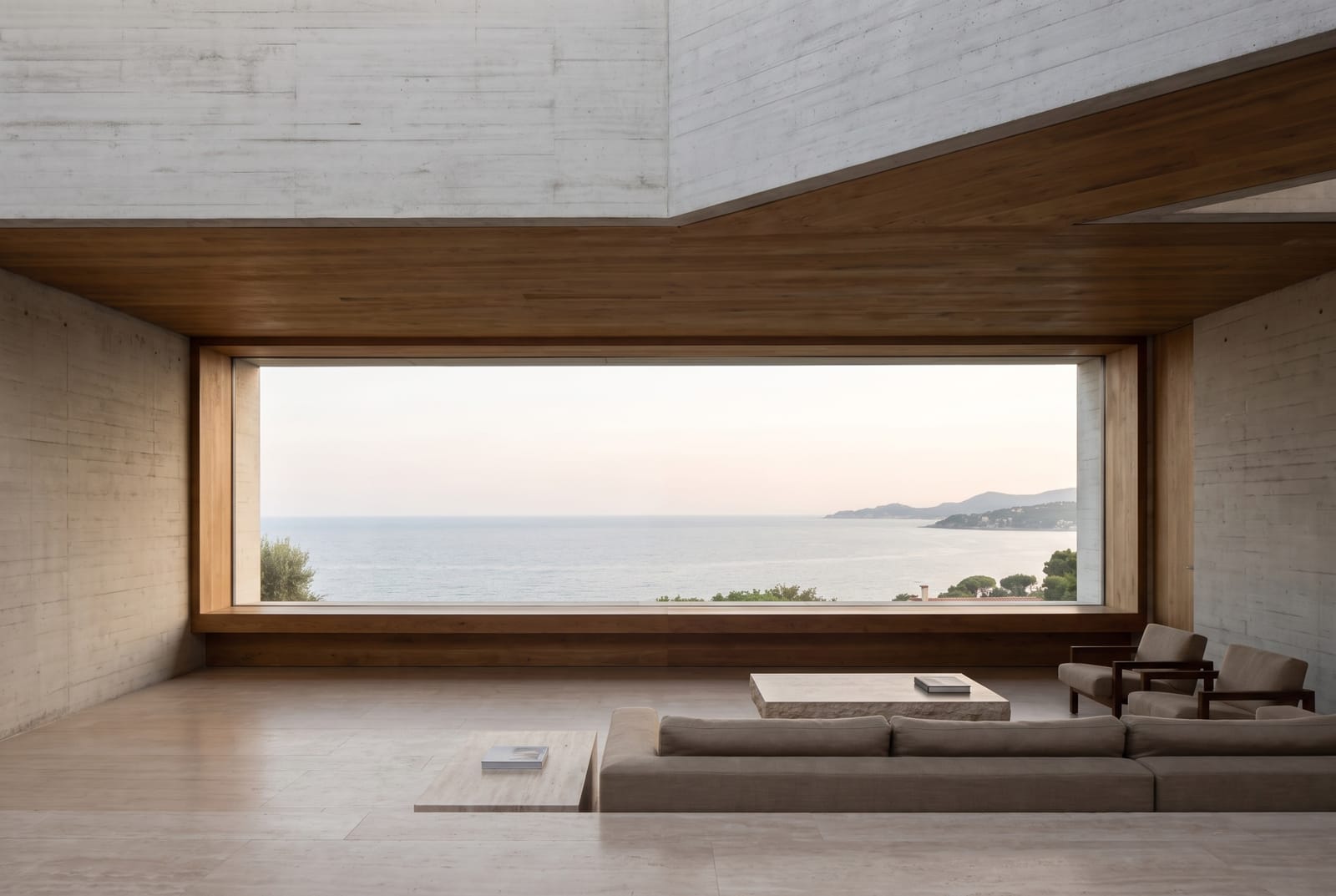The living room behind its single pane